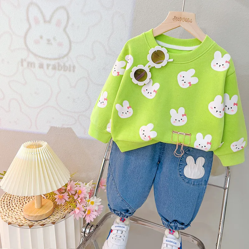 New Spring Autumn Baby Girl Clothes Children Boys Casual Cartoon T-Shirt Pants 2Pcs/Sets Toddler Sports Costume Kids Tracksuits