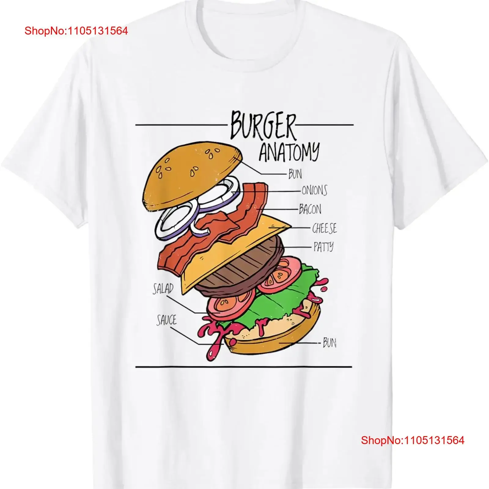 Burger Anatomy Ingredients Cheeseburger Hamburger Patty T Shirt  vintage Washed Versatile Soft designer clothes Stylish graphic