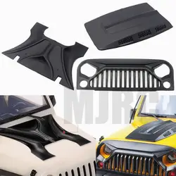 Ajrc 1:10 Rc Body Shell Wrangler Rubicon For Axial Scx10 D90 90046 90047 313mm Wheelbase Angry Face Ms Hood Intake Grille