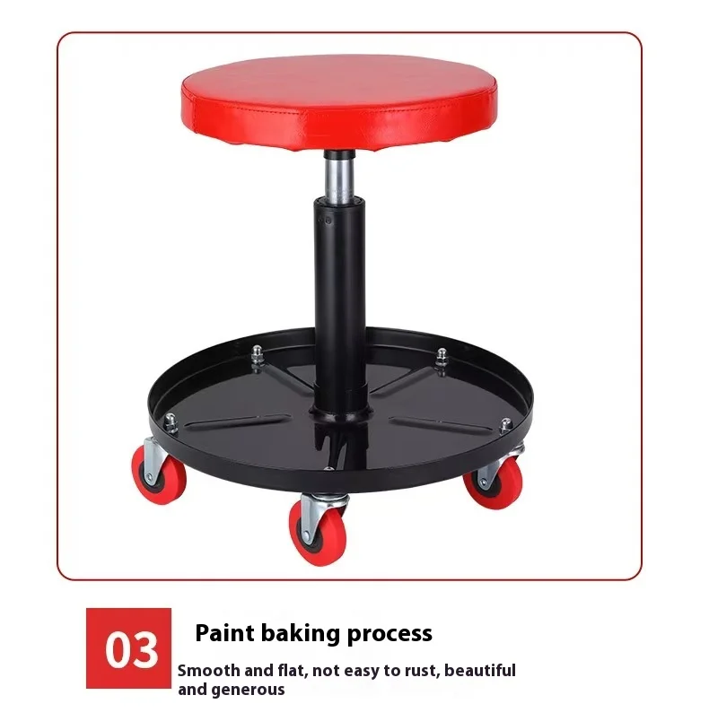 Workshop Chair Car Repair Adjustable Mechanics Seat Car Roller Seat Swivel Bench Rolling Round Workshop Lift Stool 136KG