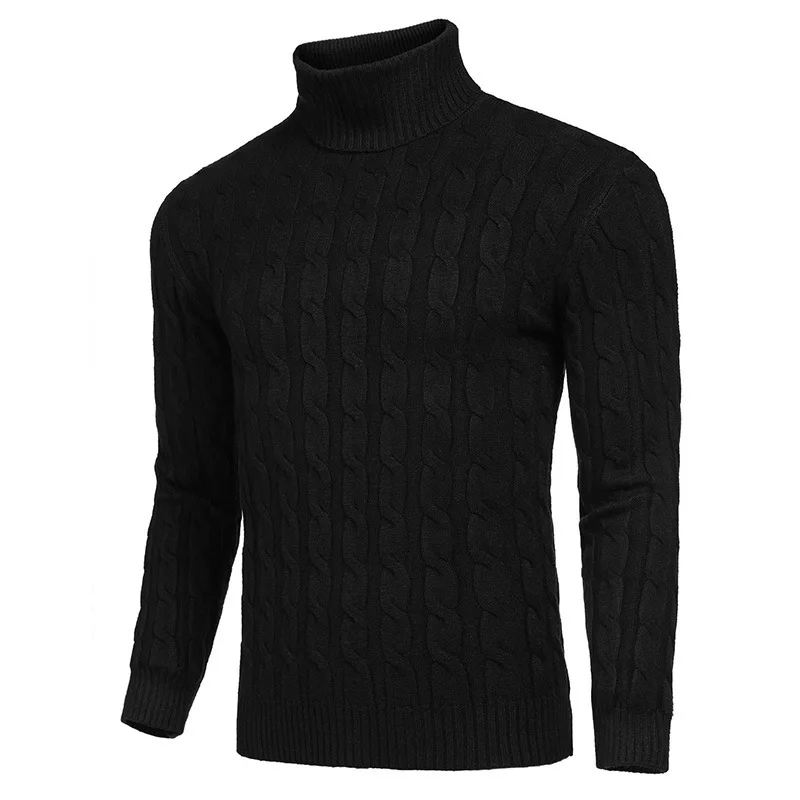 Men's Sweater New Style High Collar Vintage Solid Color Basic Knitwear Autumn and Winter Men's High-quality Black Sweater