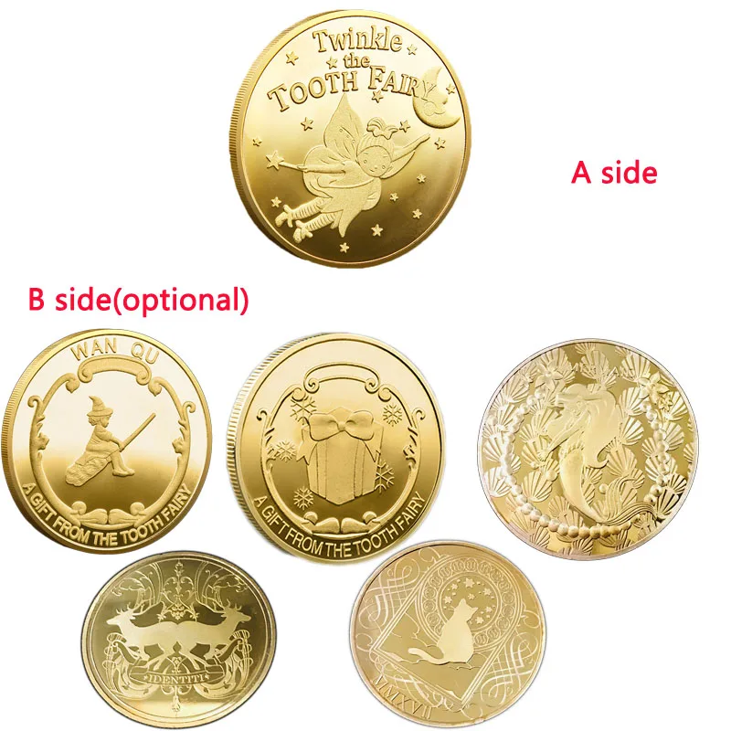 1/10pcs Dental Commemorative Coin Tooth Fairy Gold Plated Metal Coins Kids Teeth Change Souvenir Christmas Dentistry Gifts