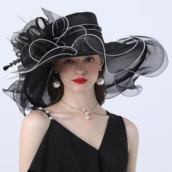 Bowler Hat Women Organza SunVisor Hat for Party Wedding Photography Props