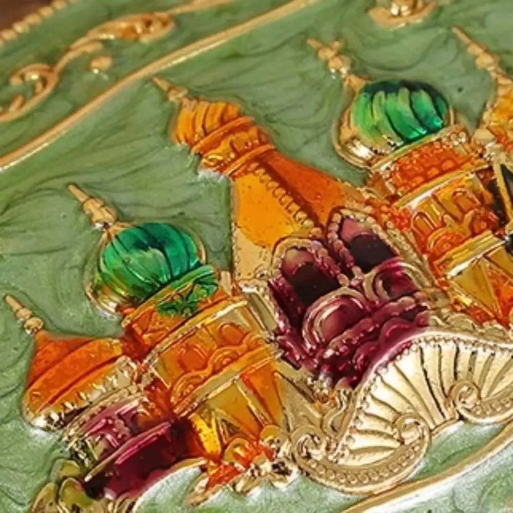 Mini Portable Jewelry Storage Box Enamel Alloy Retro Creative Bracelet Organizer Colorful Princess Embossed Castle