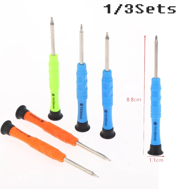 1/3Sets Torx Screwdriver T2 T3 T4 T5  Star Bit DIY Mobile Phone Hand Repair Tools Kit  plastic+45#steel