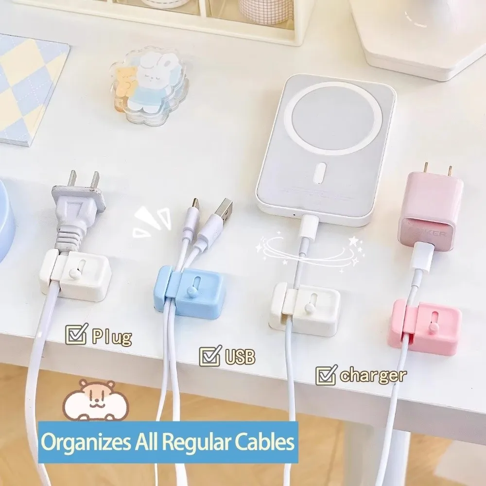 New No-Drill Mounting Desk Cable Organizer Simple Bundling Clips Cord Organizer Securing Cable Clips Office Organization