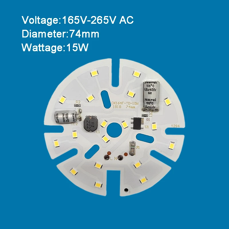 AC 220V bez kierowcy Chip Led biała ciepła 4000K trójkolorowa lampa tablica świetlna żarówka źródło okrągłe światło