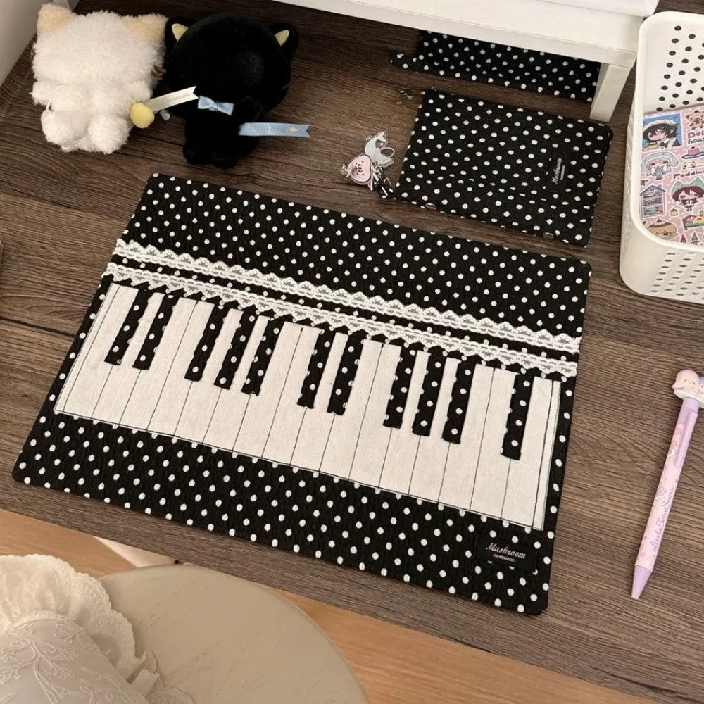 Piano polka dot cotton coaster linen tablecloth Japanese ancient bedroom ledger background decoration dormitory table mat