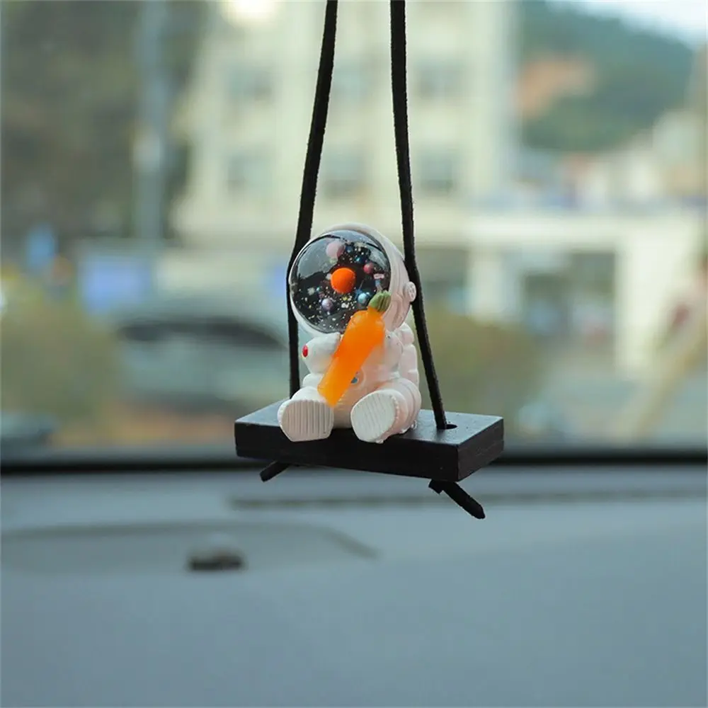 Fashion Swing Astronaut Car Pendant Resin Textured Rearview Mirror Hanging Car Accessories