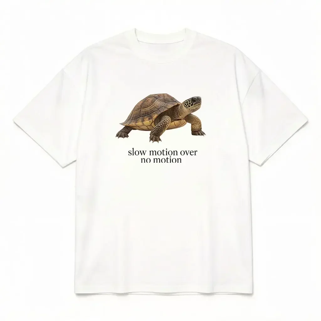 Slow Motion Turtle Shirt - Casual  Retro T-Shirt with Vintage Graphic Design for Men and Women Tshirt White