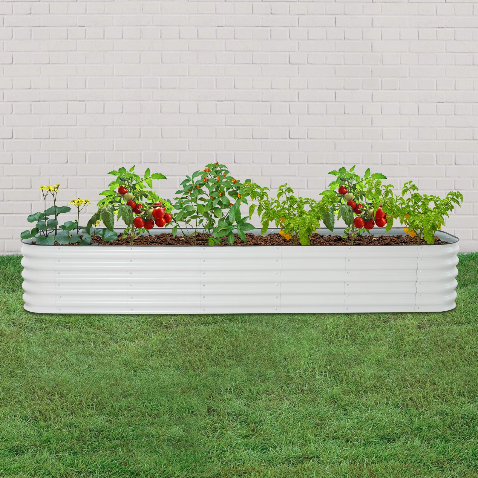 

Модульный металлический грядочный комплекс 14-в-1, стальной ящик для выращивания овощей, трав, цветов - прочный, большой размер 285x60x43 см