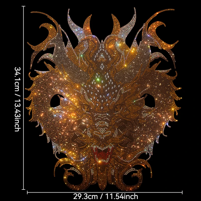 

Handmade DIY decorative dragon head diamond painting pattern, ironing accessories on clothing
