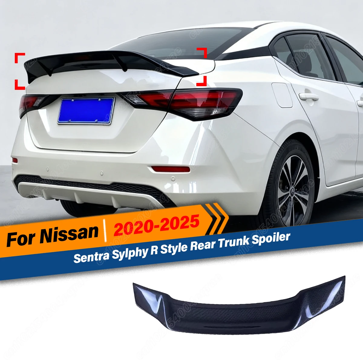 

For Nissan Sentra Sylphy 2020 2021 R Style Spoiler Rear Wing Runk Boot Cover Car Rear Wing Decoration Styling Accessories