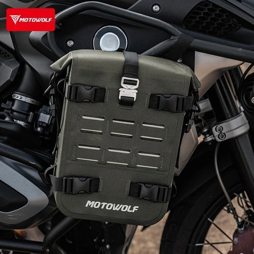 Imagen 2 del producto Motowolf-bolsa para parachoques de motocicleta, bolsa impermeable de 8L, bolsa de marco lateral para motocicleta con soporte interno, caja de herramientas para equipaje de viaje