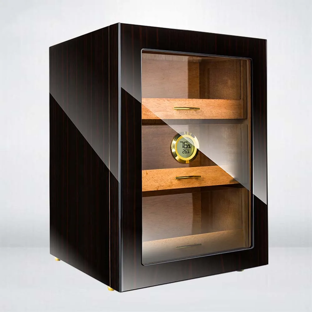 Three Layers Perspective Window Cigar Cabinet Small Cigar Cabinet Cedar Wood Display Moisturizing Box Cooler