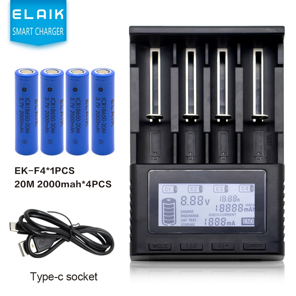 18650 1300/1500/2000mah lithium battery 3.7 V strong light flashlight rechargeable battery  include charger set