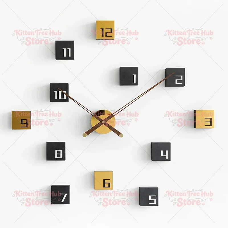 Creative Diy Wall Clock Wood Living Room Silent Self Adhesive Wall Clock Sticker Wall Decoration Watch Background Gift