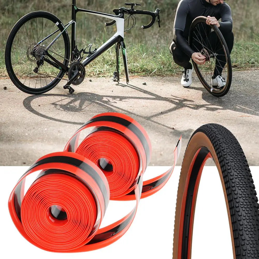 

MTB Bicycle Inner Tube Anti Puncture Lining Belt Red Tube 700C Bike Proof Protector Tire Tap Belt Color Protector Bike Road N2W9