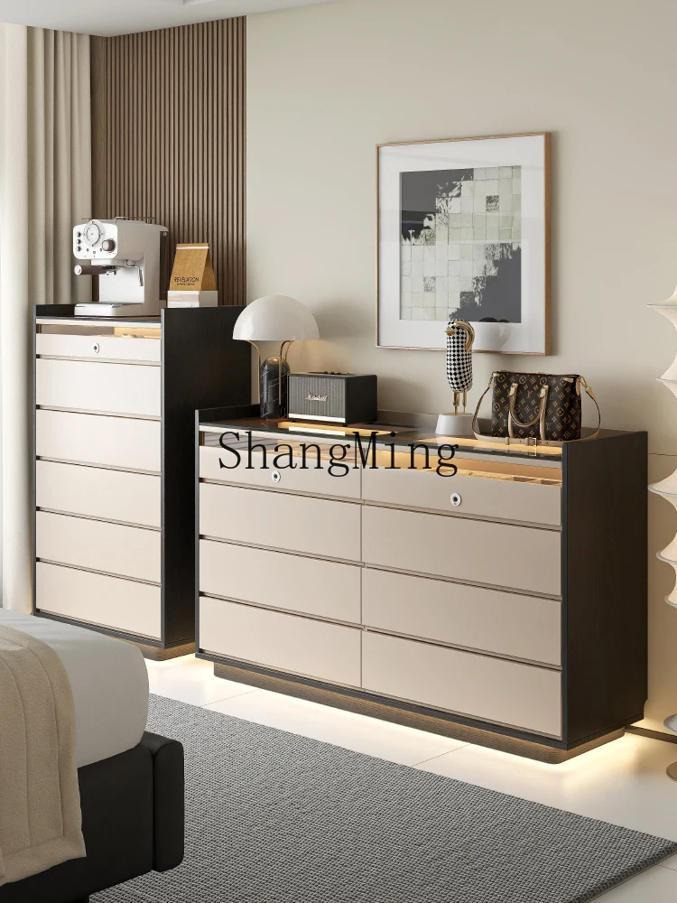 

HJ light luxury minimalist all-solid wood eight-bucket cabinet bedroom bedside integrated dresser jewelry cabinet