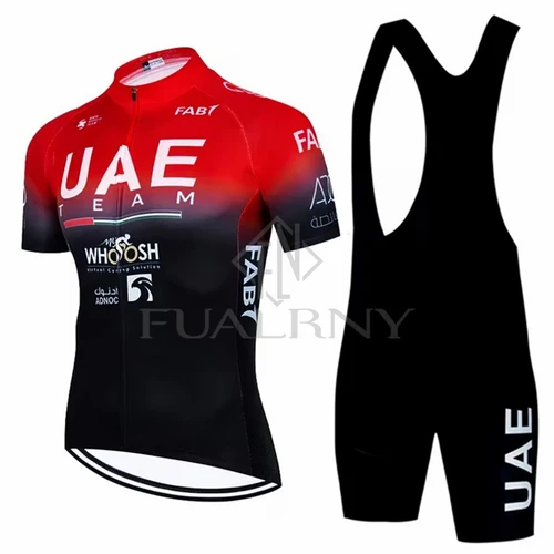 Imagen 2 del producto Conjuntos de Jersey de Ciclismo de verano, ropa de Ciclismo de manga corta del equipo de los Emiratos Árabes Unidos, traje con pechera transpirable para bicicleta de montaña, 2025