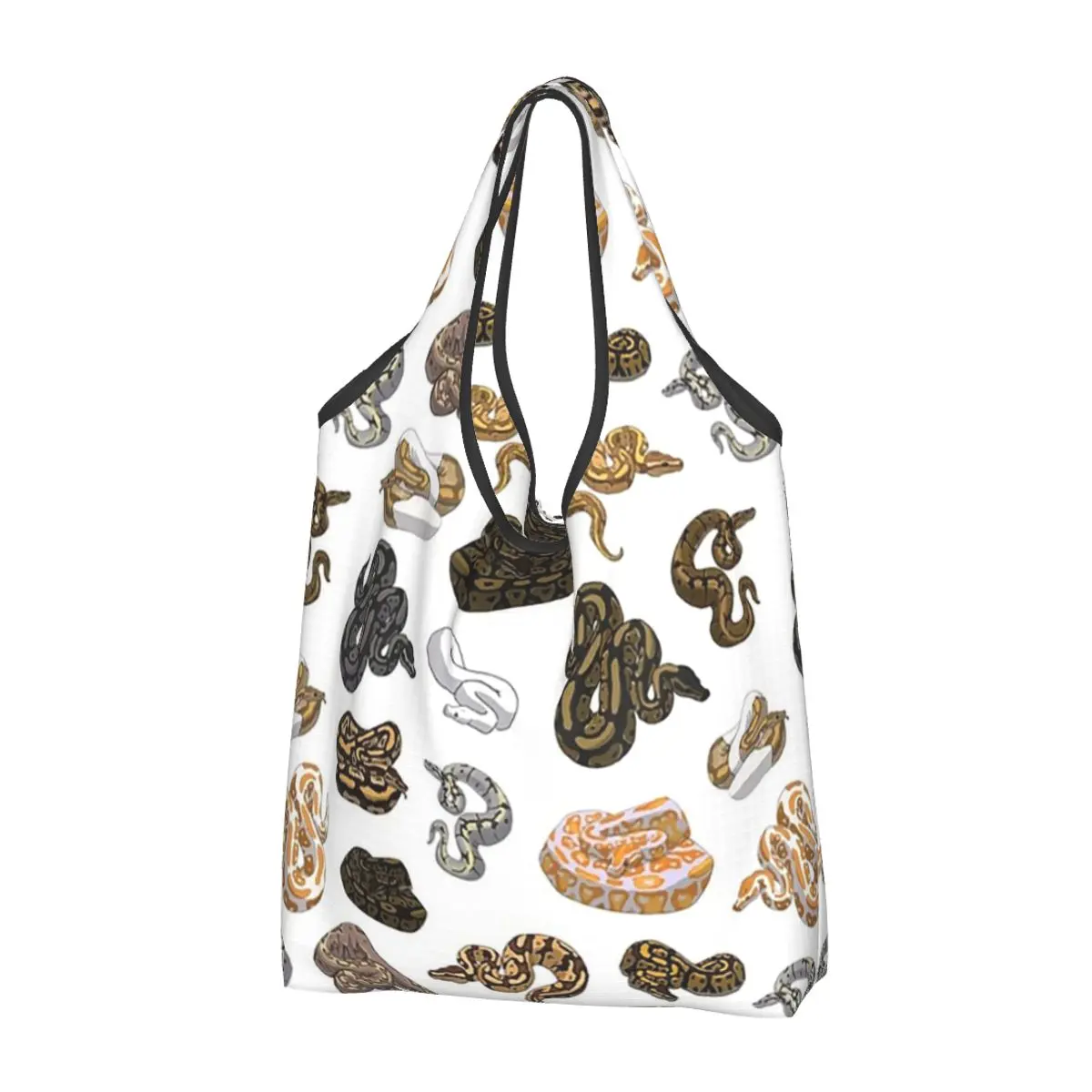 Ball Python Morph Snake Pattern Sleeveless Top Portable Tote Shopping Bags Large Capacity Shopper Bag Handbag Shoulder Bag