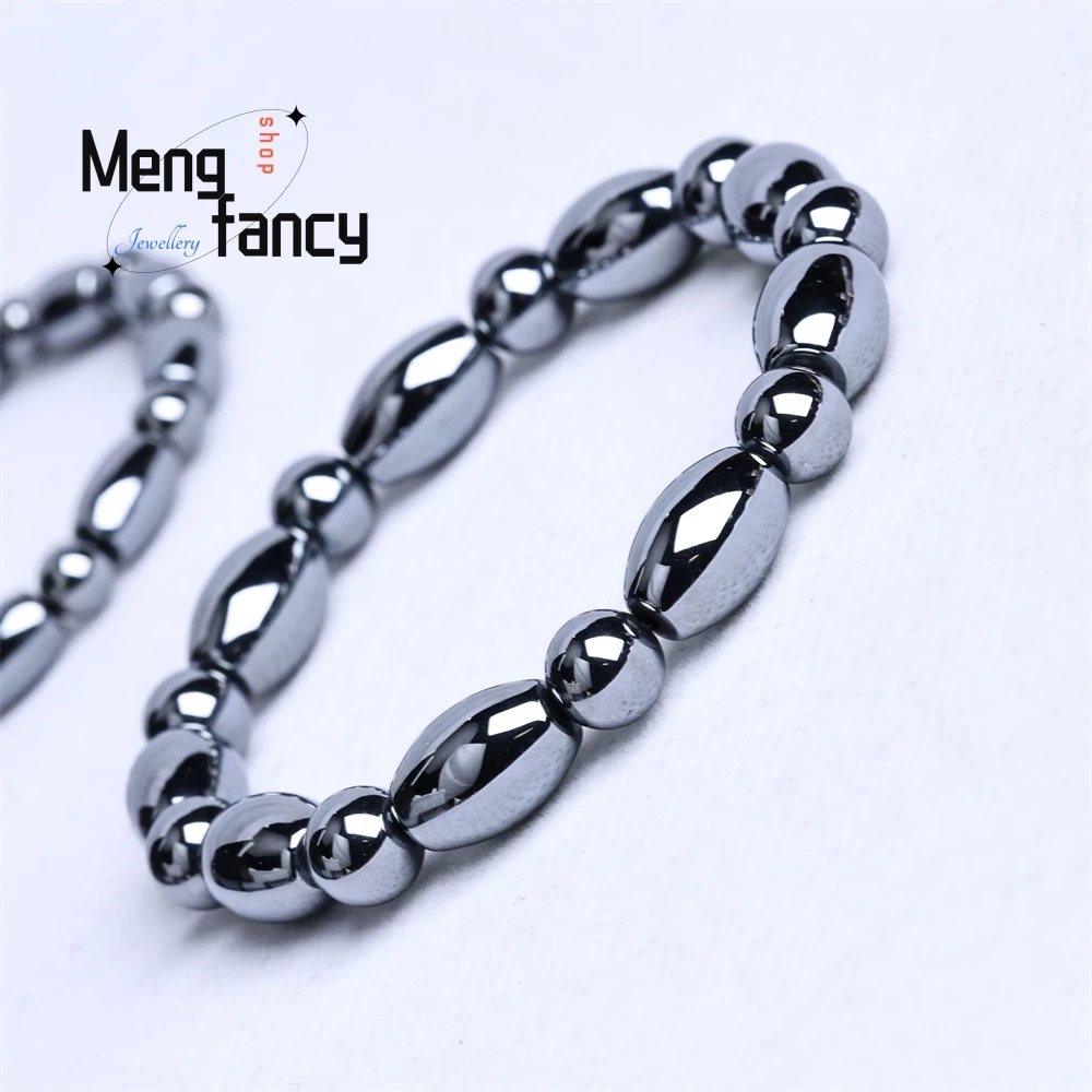 Terahertz Energy Stone Eight-pointed Star Rice Barrel Beads Bracelet Light Luxury Instantly Melts the Ice Fashion Couple Jewelry