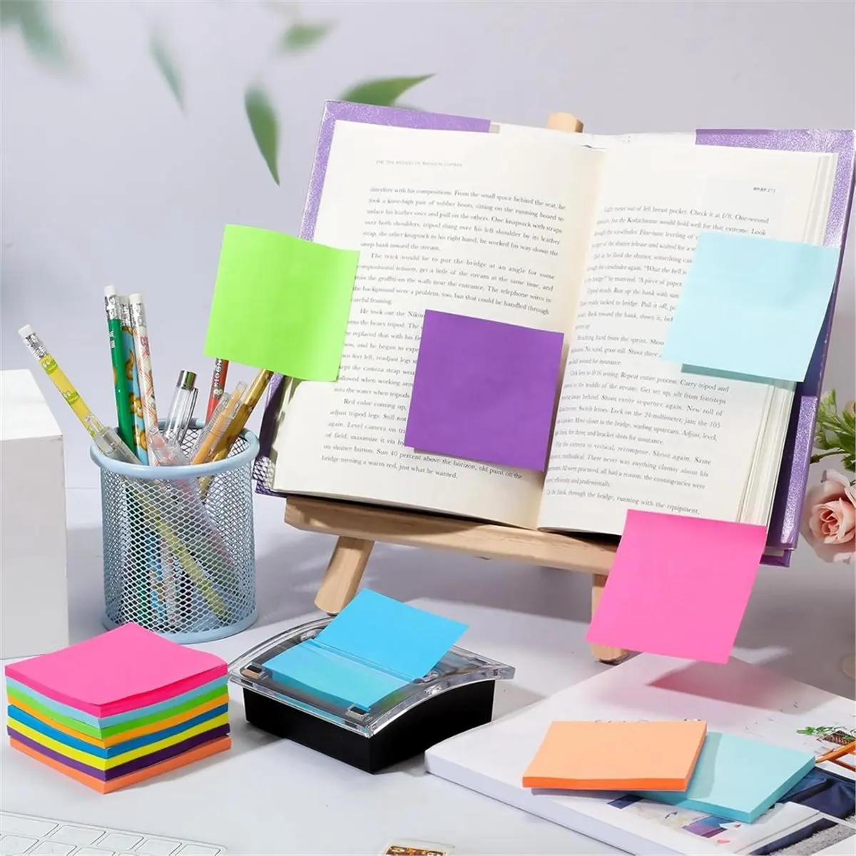 3 Pack Up Sticky Dispenser Note Holder Black Base with 24 Pads Up Sticky Notes Memo Pads,50 Sheet Per Pad