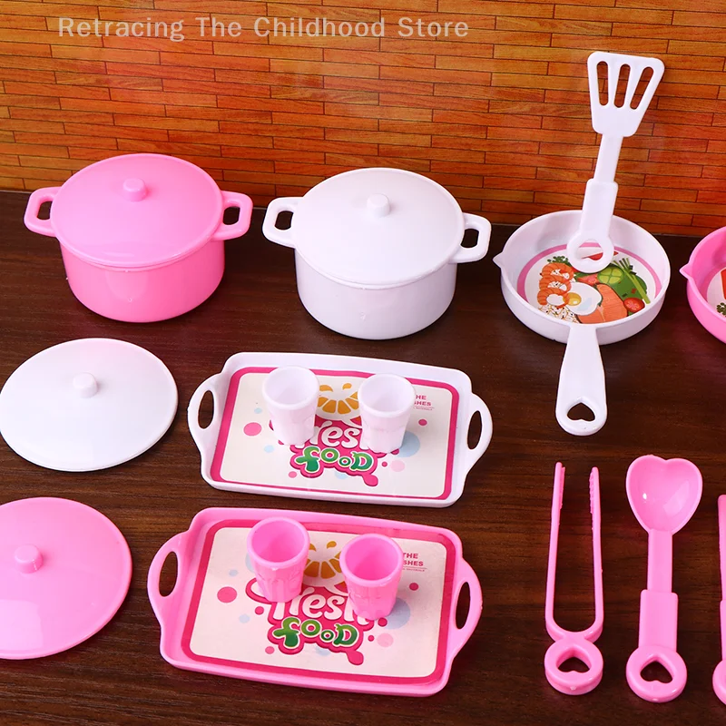 1 ensemble maison de poupée Mini vaisselle ustensiles de cuisine Simulation Pot plateau tasse poupée maison cuisine décoration semblant jouer jouets enfant cadeaux