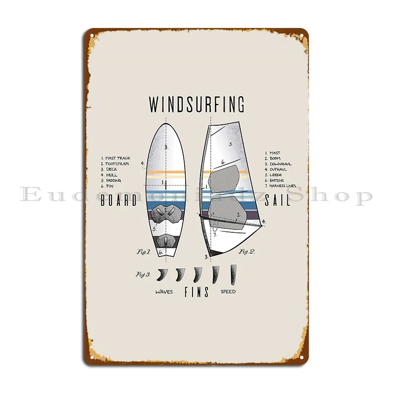 Windsurfing Gear Board Sail Lexicon Legend Metal Plaque Poster Club PaintingCinema Design Printing Tin Sign Poster