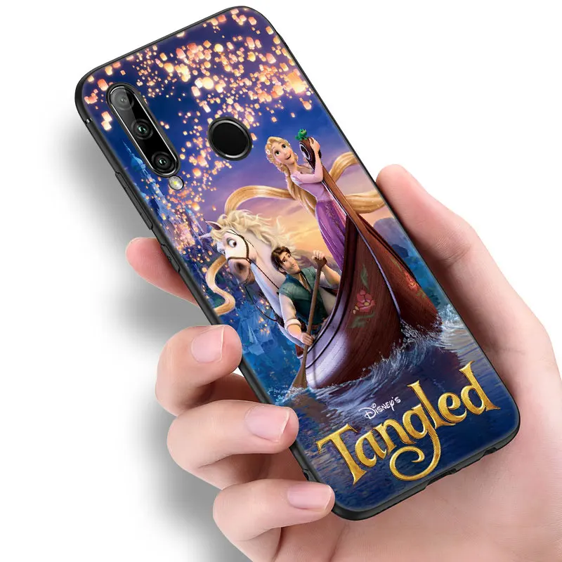 Disney Rapunzel Tangled Black Phone Case For Huawei P50 P40 P30 P20 Pro P10 P9 P8 Lite 2017 P Smart Z 2021 2020 2019 Soft Cover