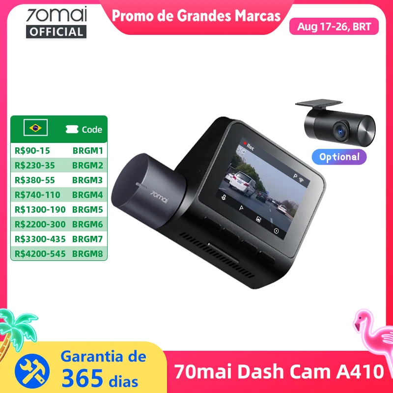 Nova câmera de painel 70mai a410 1440p 2.5k imagem f1.55 canal duplo suportado gps visão noturna 24h estacionamento versão atualizada. de 70mai A400