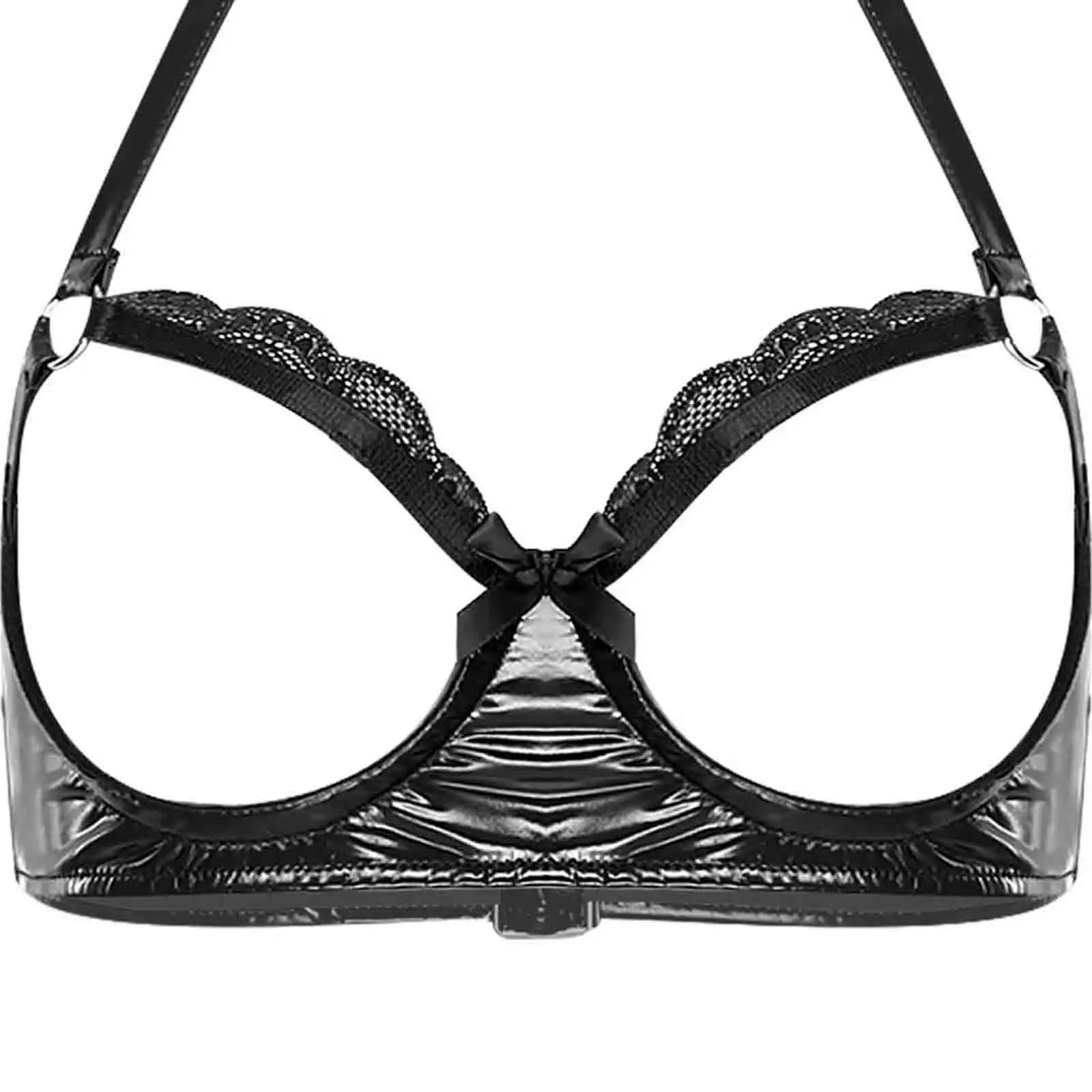 

Женский эротический бюстгальтер из искусственной кожи, топ на груди, открытый Холтер с цветочной кружевной отделкой, бюстгальтер, нижнее белье для свиданий, ночного флирта, порно, бюстгальтер