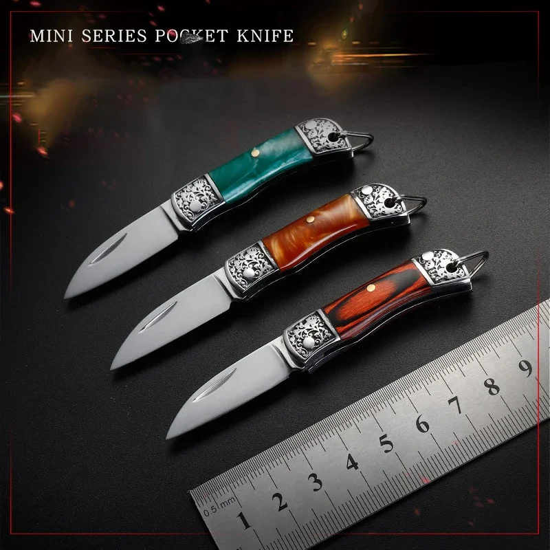 Mini Keychain Portable Fruit Knife Folding Knife Convenient Express Unpacking Knife Outdoor Camping Survival Tool