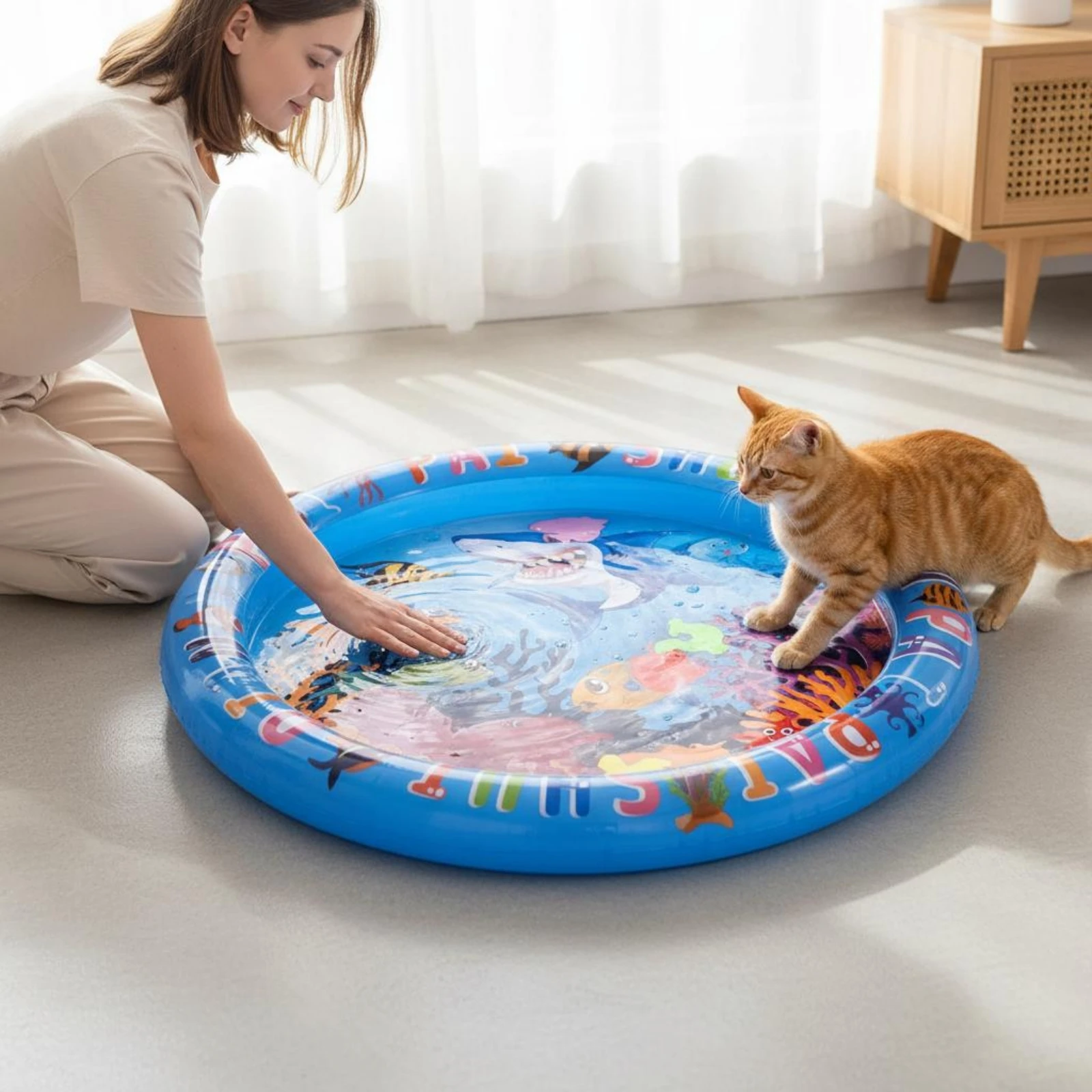 Shark Pet Water Bed Interactive Inflatable Pet Water Bed Inflatable Cooling Pad Portable Easy to Clean for Pets - view 6