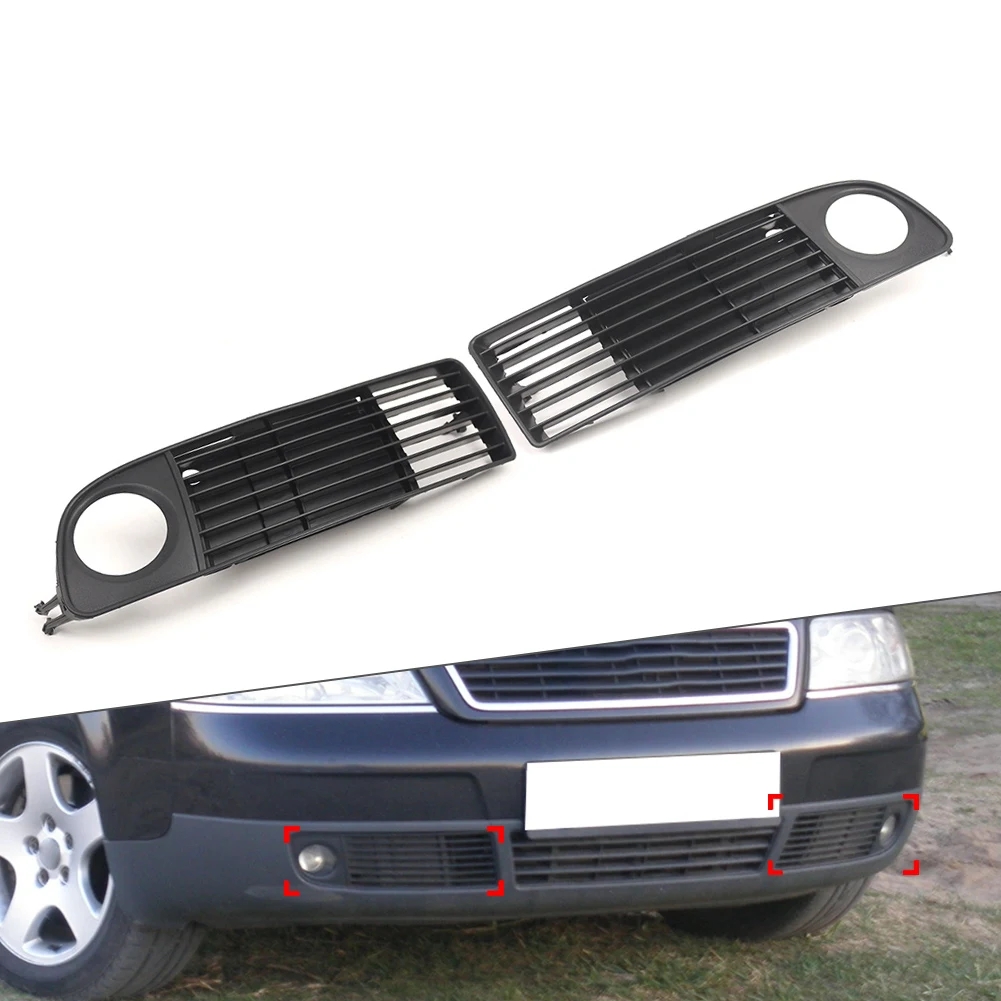 2Pcs Car ABS Front Bumper Fog Light Grille Cover 4B0807682S For Audi A6 C5 Sedan/Avant Pre-facelift 1997-2001