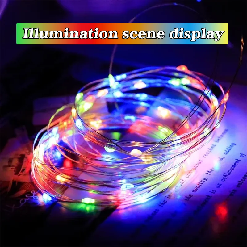 Guirnaldas de luces solares para patio al aire libre, 50 luces LED, luces de alambre de cobre para decoraciones navideñas para patio, fiesta, árbol y patio