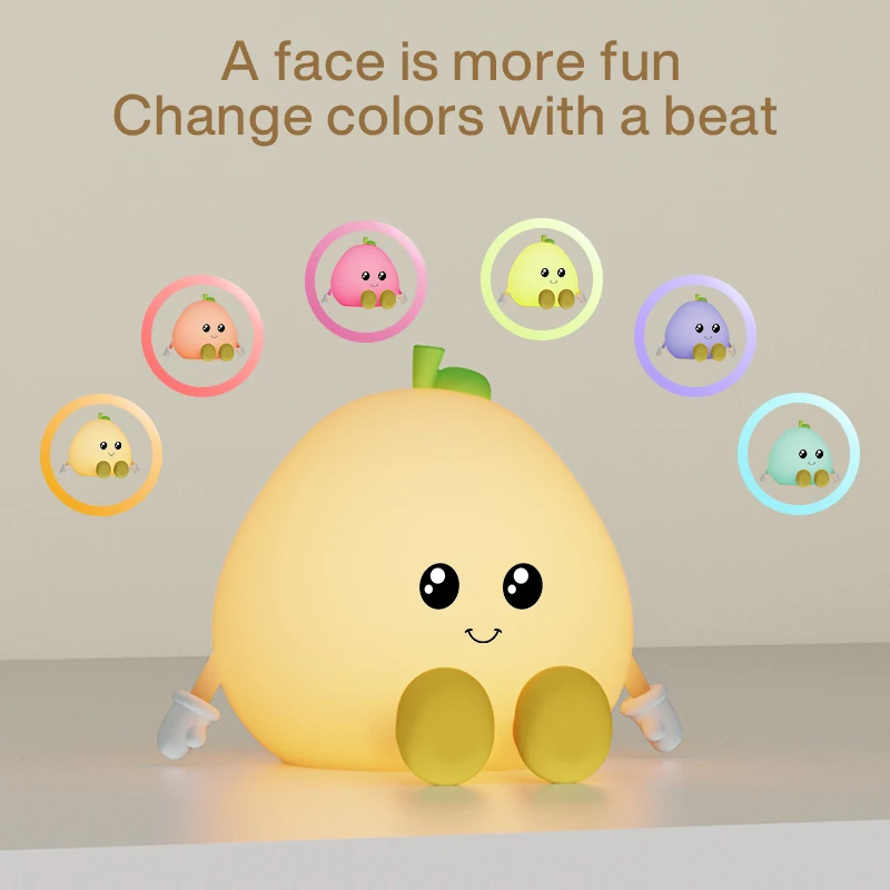 Creative Nightlight Silicone Eye Protection Lamp Three Gear Adjustable Mobile Phone Holder Tap Pomelo Silicone Night Light