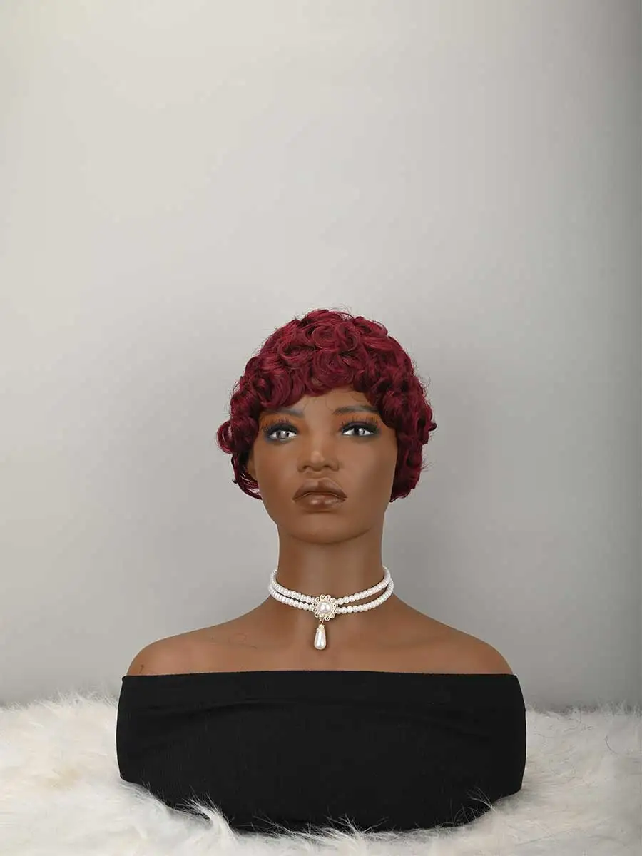 

Pixie Cut wig for with Bangs Short Pixie Curly Layered Curled Natural Wavy Short Curly Layered Pixie Synthetic Wig for Women