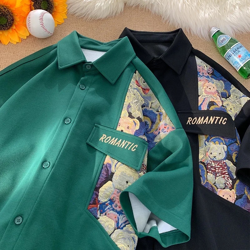 New Chinese Casual Short Sleeved Shirt For Men Summer Fashion Half Sleeved Loose Men's Shirt Coat Y2k Korean Streetwear