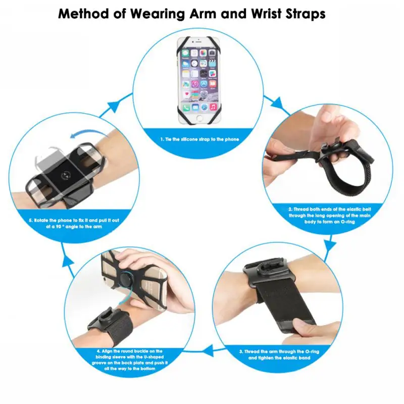 RYRA Detachable Rotating Arm Wrist Strap Mobile Phone Holder Sports Running Cycling Multi-function Mobile Phone Bag Holder