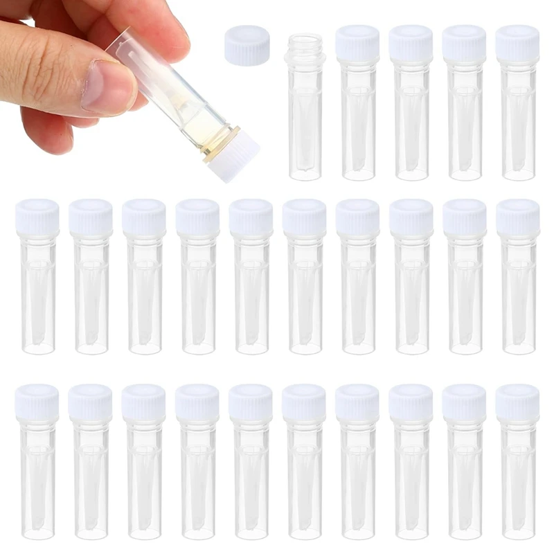 0.5Ml Plastic Cryogenic, 25Pcs Self Standing Cryogenic Vial Screw Top Freeze Test Tube For Lab Laboratory Science