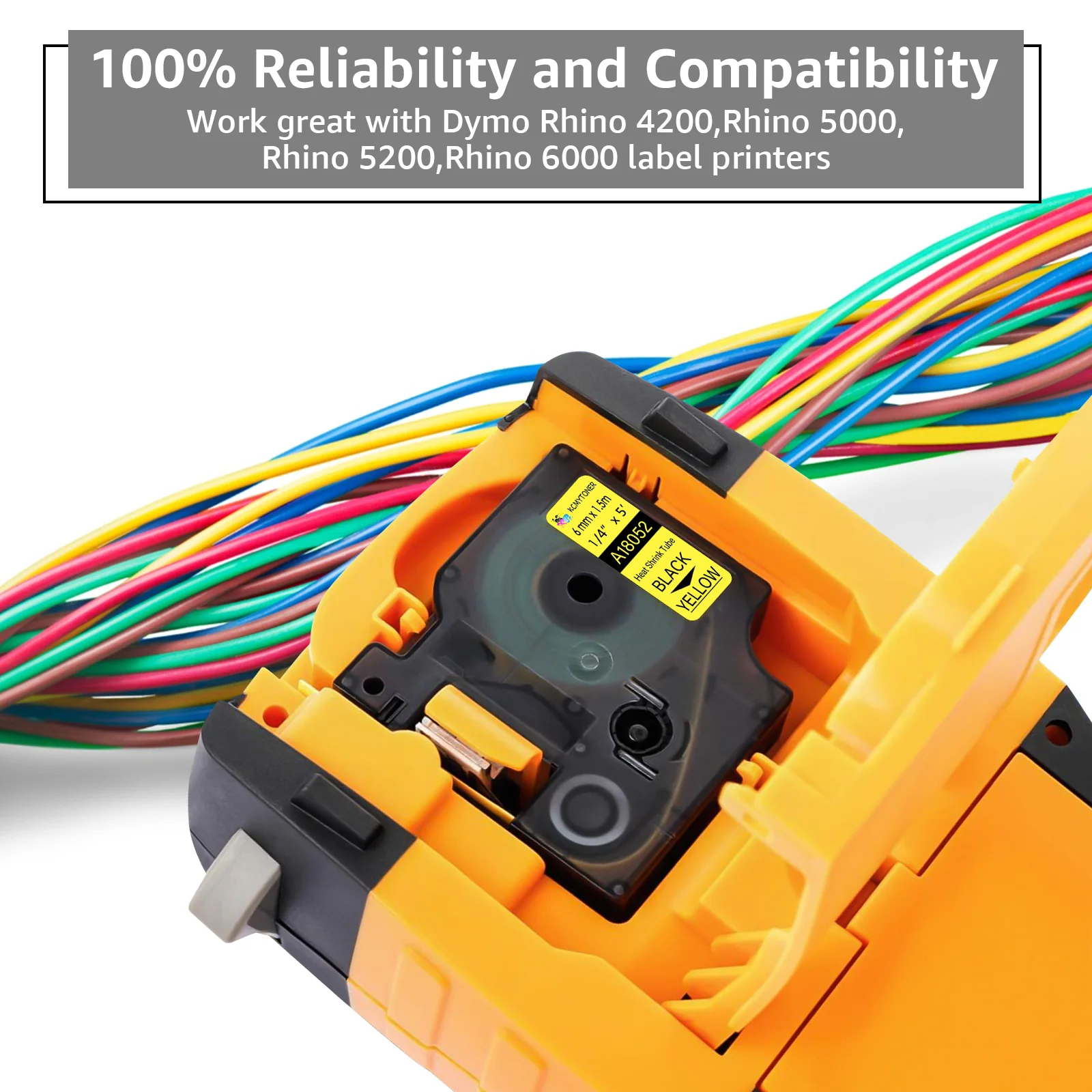 

3/5/10PCS Compatible for DYMO IND Heat-Shrink Tube Label A18055 18056 Industry Label Tape For Dymo Rhino 1000 5200 Label Printer