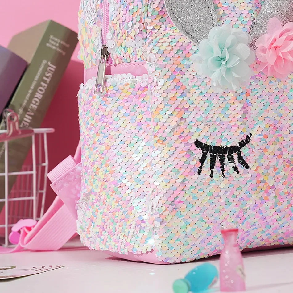 Unicorn Sequin Backpack Cartoon School Bag School Bookbag large capacity Book food Storage Double Shoulder Backpack Travel Bag