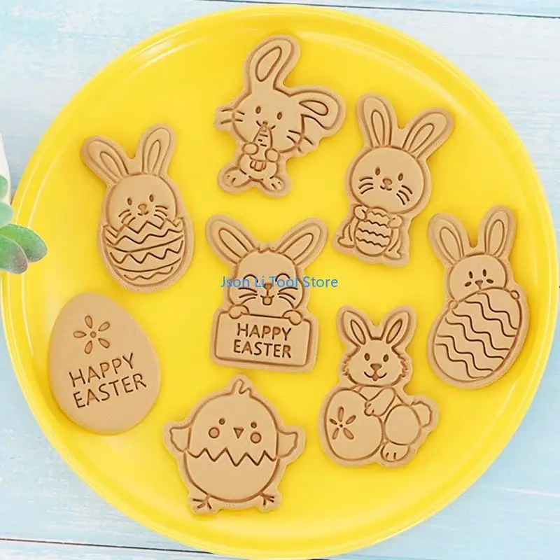 Y08d 8 Pack Osterkeksschneider Set Plastikmaterial Kaninchen Chick Osterei Formen