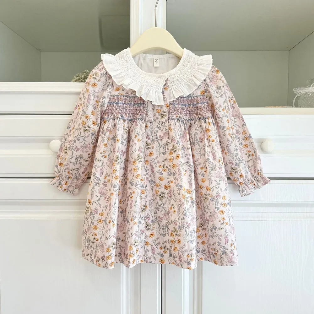 

Детская одежда для девочек, детские платья, хлопковое платье с ручной вышивкой, милое платье с принтом для девочек, осеннее платье с длинными рукавами