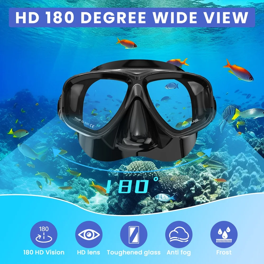 Myopia Diving Mask Snorkeling Set Nearsighted Swimming Goggle Tempered Glass Dry Top Short Sighted Nearsightedness -1.0 to -9.0