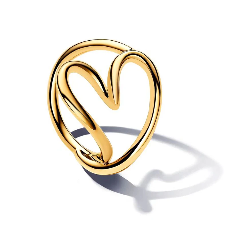 2024 New 18K Gold Plated 925 Silver Ring Two-tone Entwined Bands Ring Shaped Heart Ring Women Finger Ring Fine Women Jewelry