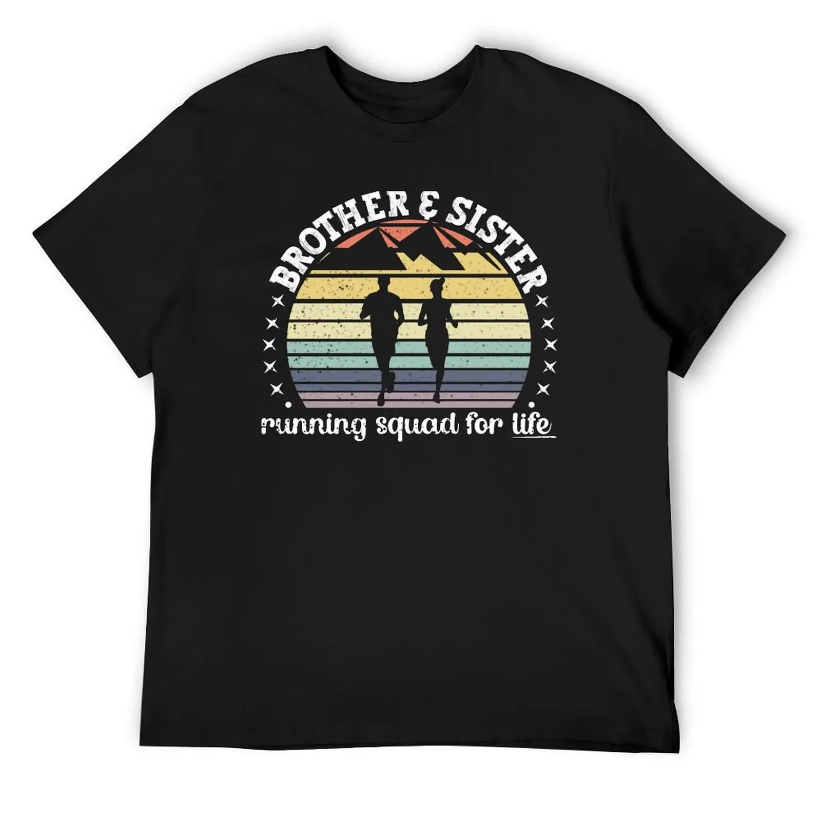 Vintage Sunset Brother & Sister Running Squad| His & Hers Matching Outfit - Black T-Shirt