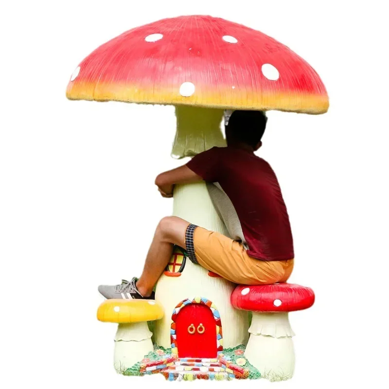 Simulation Mushroom Sculpture Outdoor Villa Courtyard Garden Plants Kindergarten Lawn Garden Landscape Decorative Ornament Glass