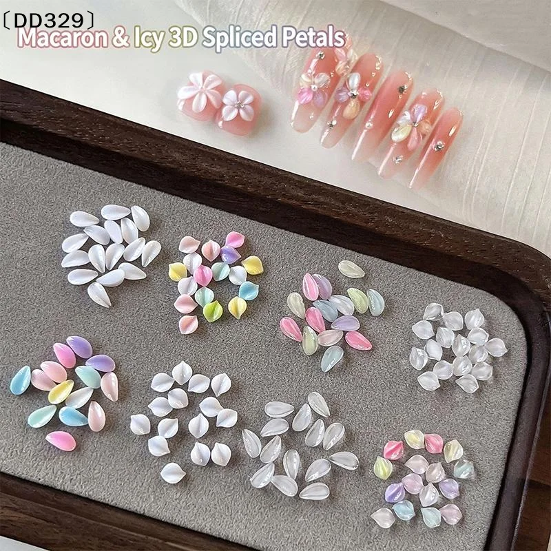 100 Pieces Nail Strips With White Colorful Petal Design DIY Charming Nail Art Decora Ice Transparent Petal Nail Access〔DD329〕